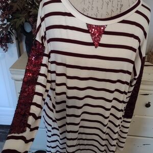 Striped Sequin Accent Tunic